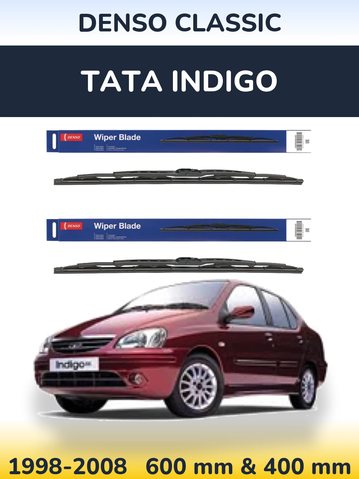 Sada předních stěračů Denso Classic 600 a 400 mm pro Tata Indigo 1998-2008