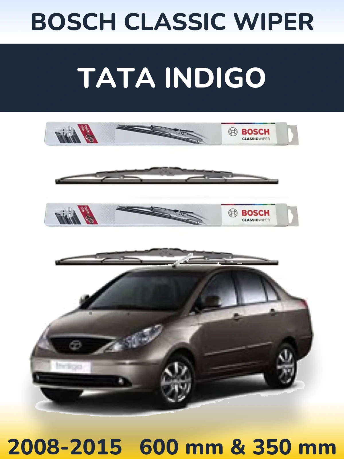 Комплект передніх щіток BOSCH Classic Wiper 600 & 340 мм для Tata Indigo 2008-2015