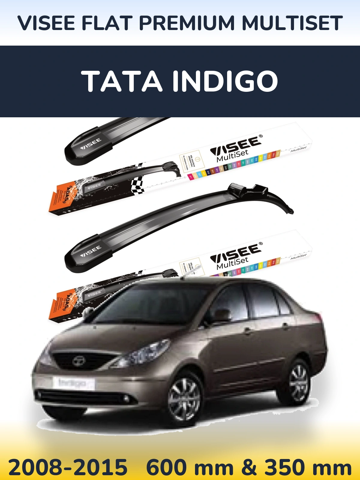 Sada předních stěračů VISEE FLAT PREMIUM MultiSet 600 a 350 mm pro Tata Indigo 2008-2015