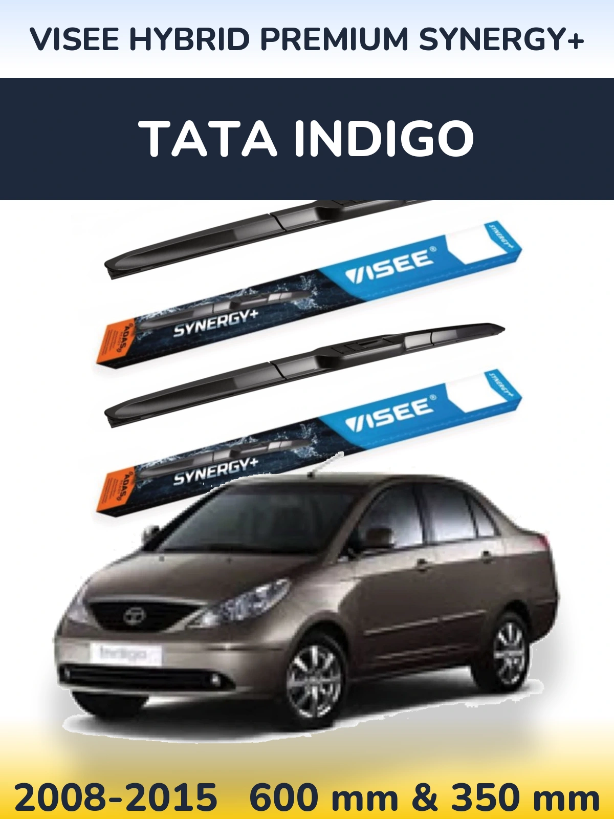 Sada předních stěračů VISEE HYBRID PREMIUM SYNERGY+ 600 a 350 mm pro Tata Indigo 2008-2015