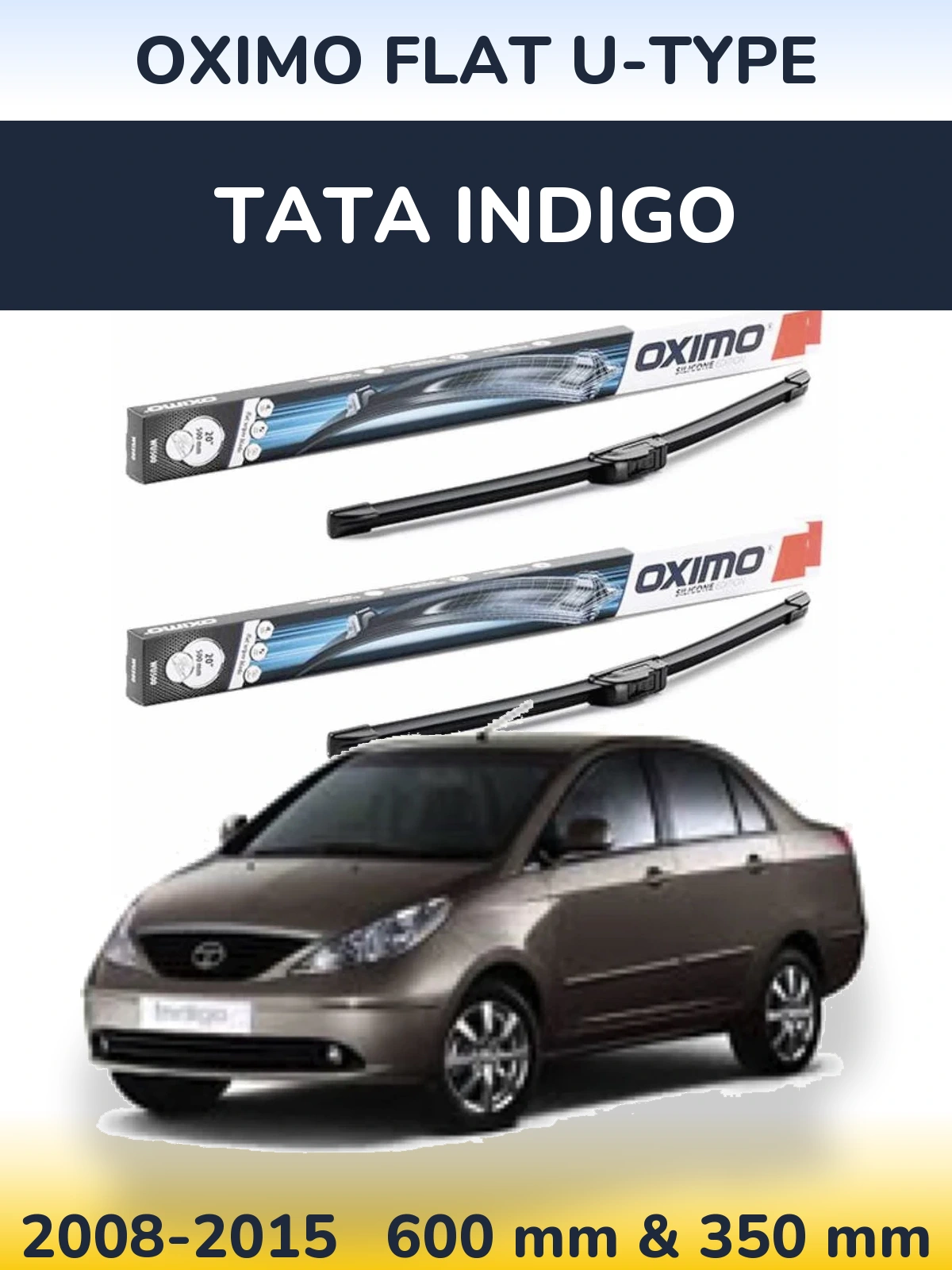 Sada předních stěračů Oximo Flat U-type 600 a 350 mm pro Tata Indigo 2008-2015