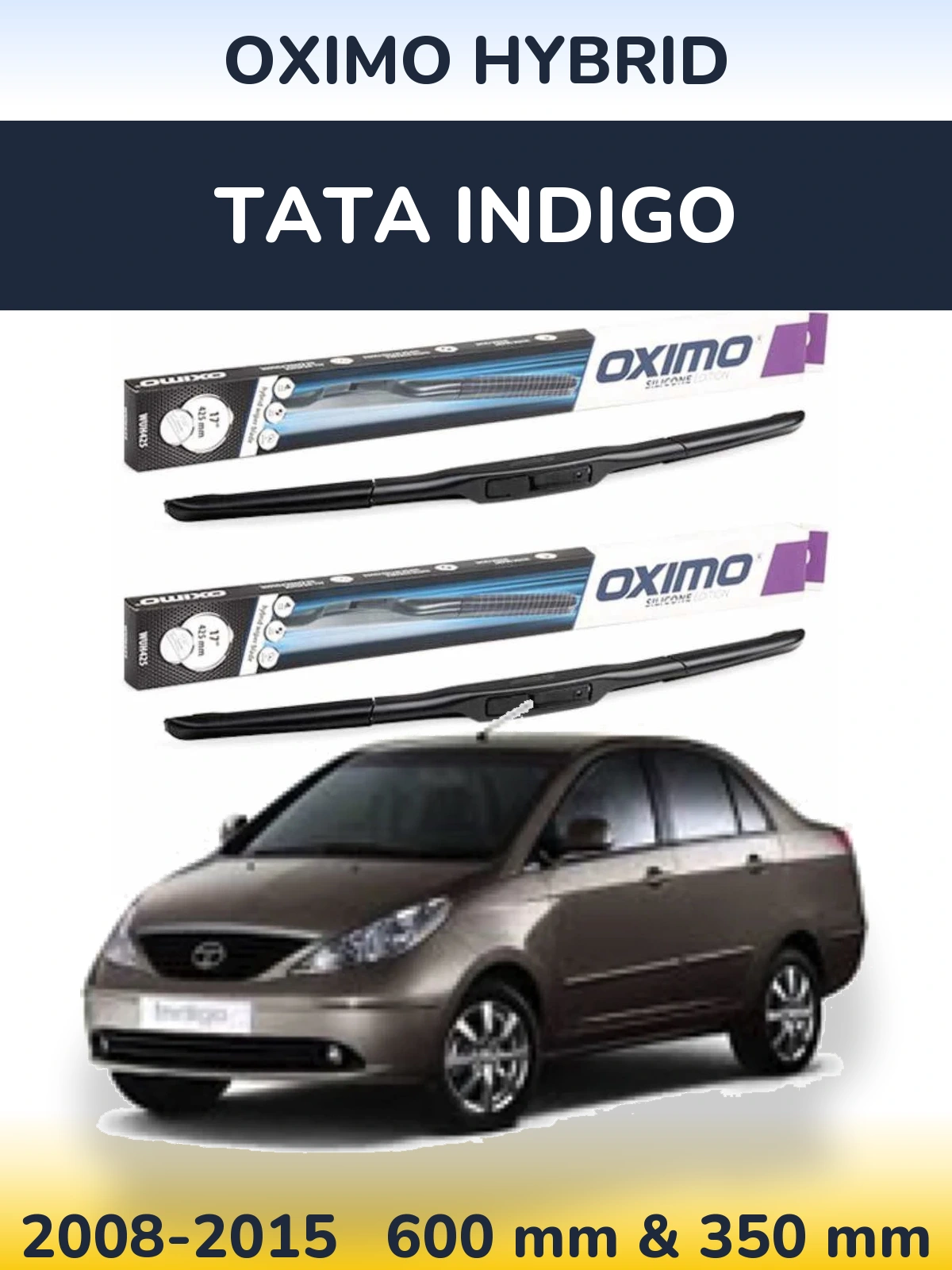 Комплект передніх щіток Oximo Hybrid 600 & 350 мм для Tata Indigo 2008-2015
