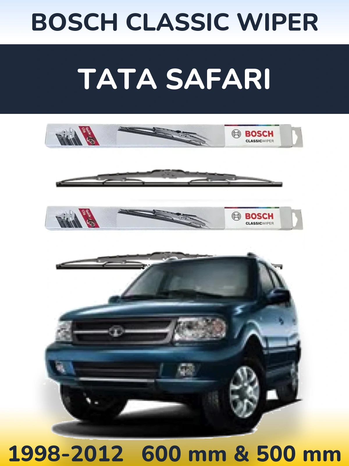 Sada předních stěračů BOSCH Classic Wiper 600 a 500 mm pro Tata Safari 1998-2012