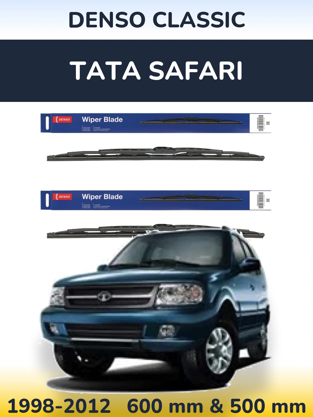 Sada předních stěračů Denso Classic 600 a 500 mm pro Tata Safari 1998-2012