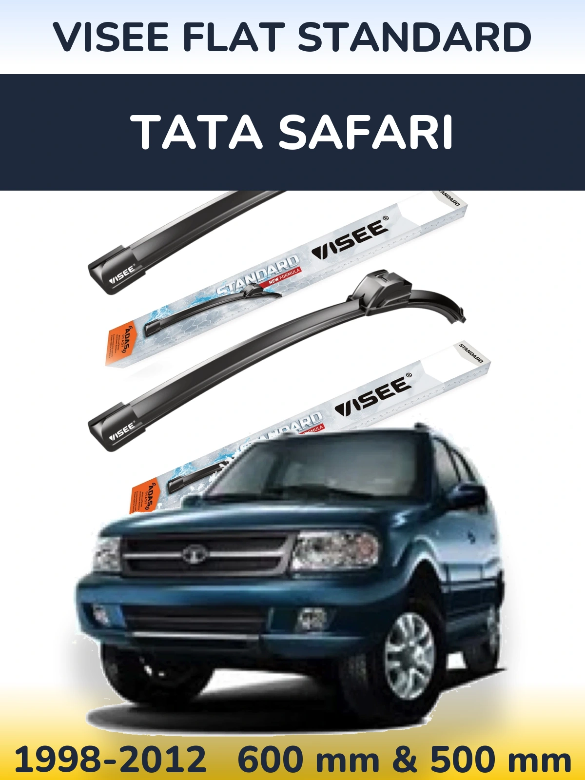Sada předních stěračů VISEE FLAT STANDARD 600 a 500 mm pro Tata Safari 1998-2012