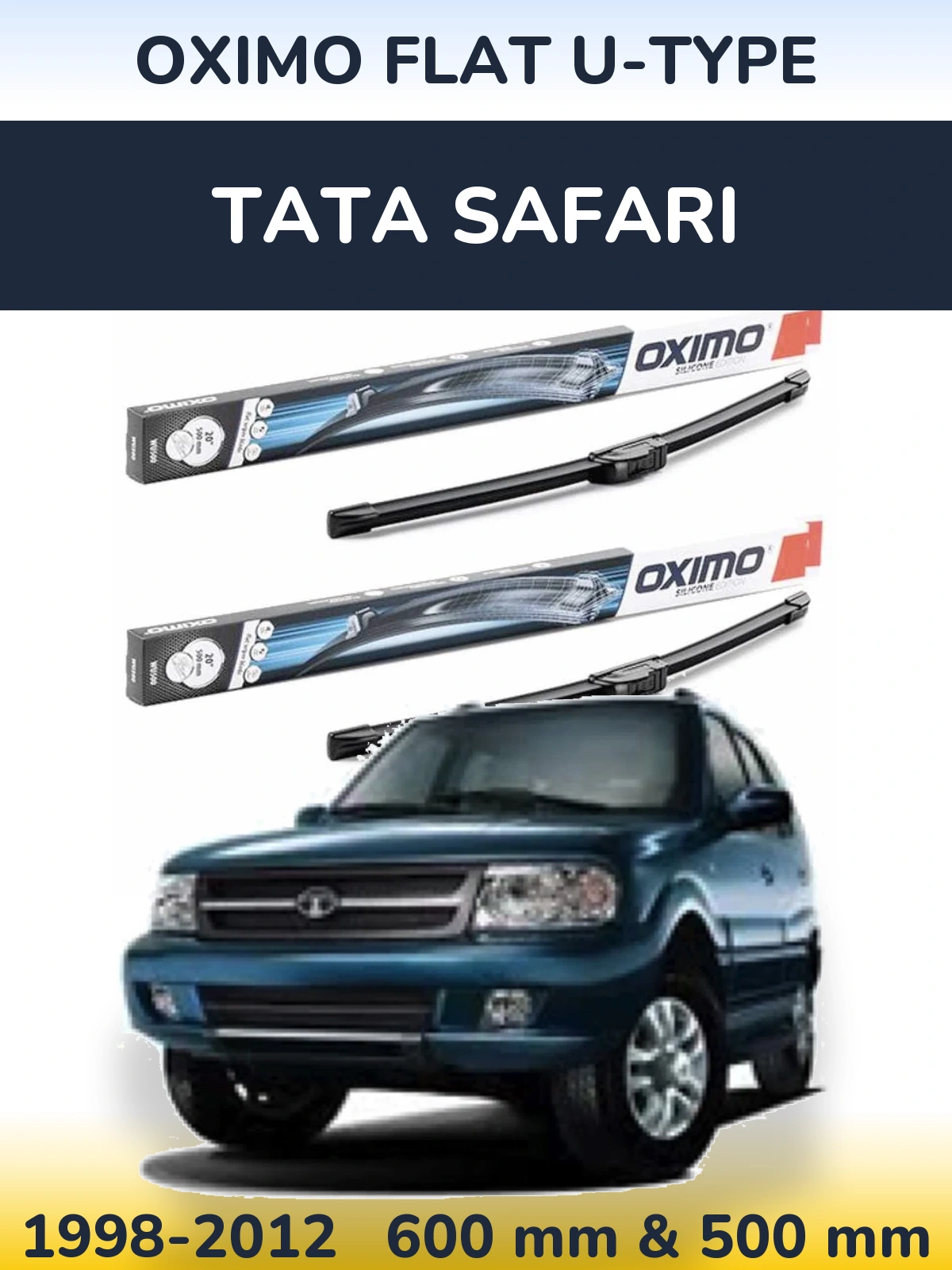 Sada předních stěračů Oximo Flat U-type 600 a 500 mm pro Tata Safari 1998-2012