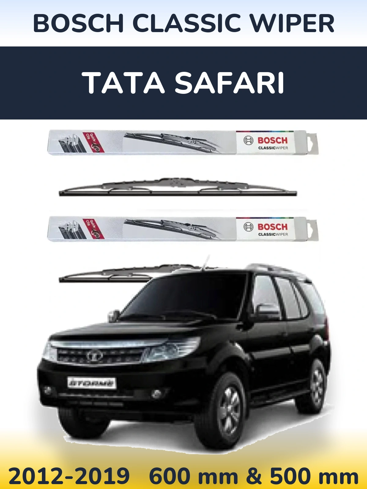 Sada předních stěračů BOSCH Classic Wiper 600 a 500 mm pro Tata Safari 2012-2019