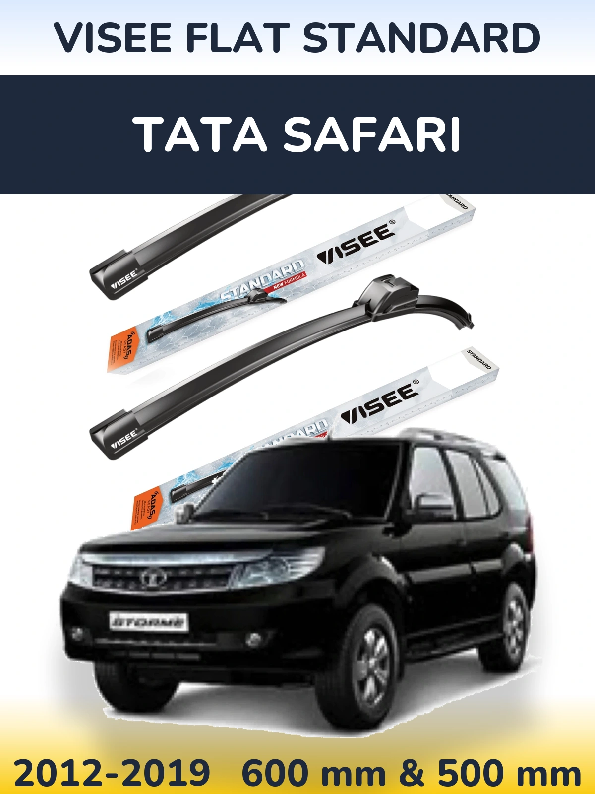 Sada předních stěračů VISEE FLAT STANDARD 600 a 500 mm pro Tata Safari 2012-2019