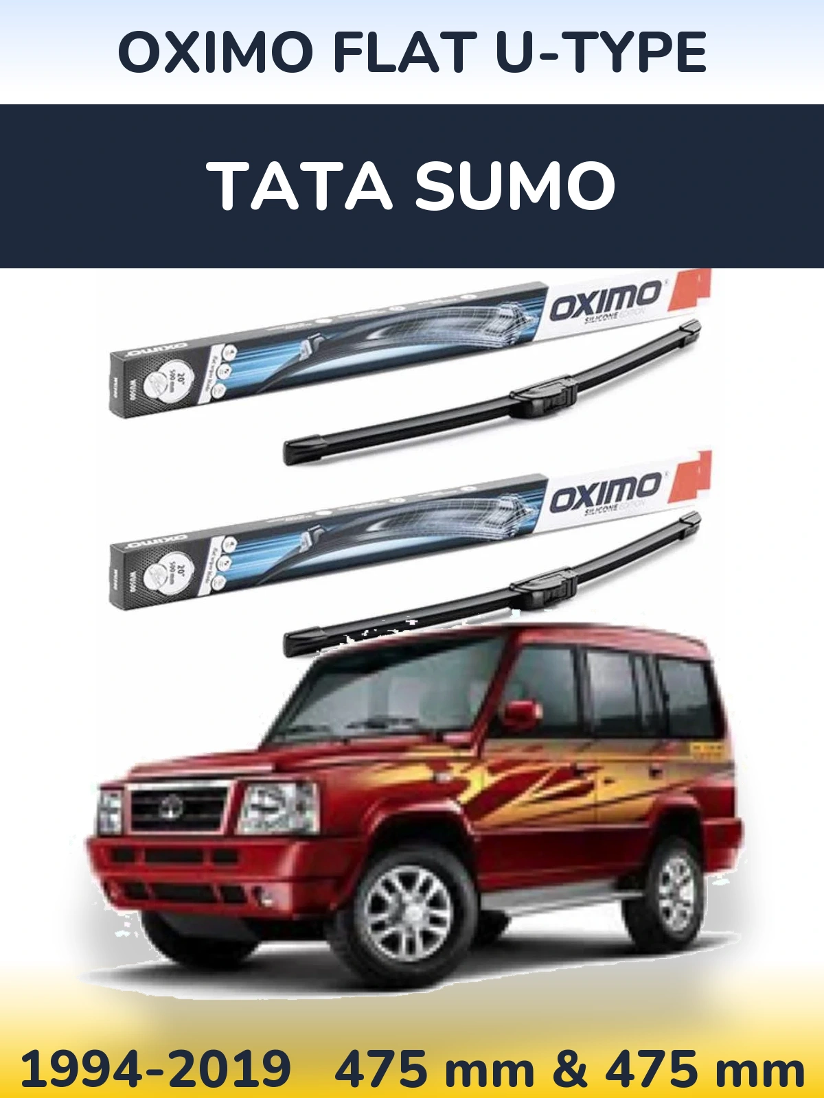Комплект передніх щіток Oximo Flat U-type 475 & 475 мм для Tata Sumo 1994-2019