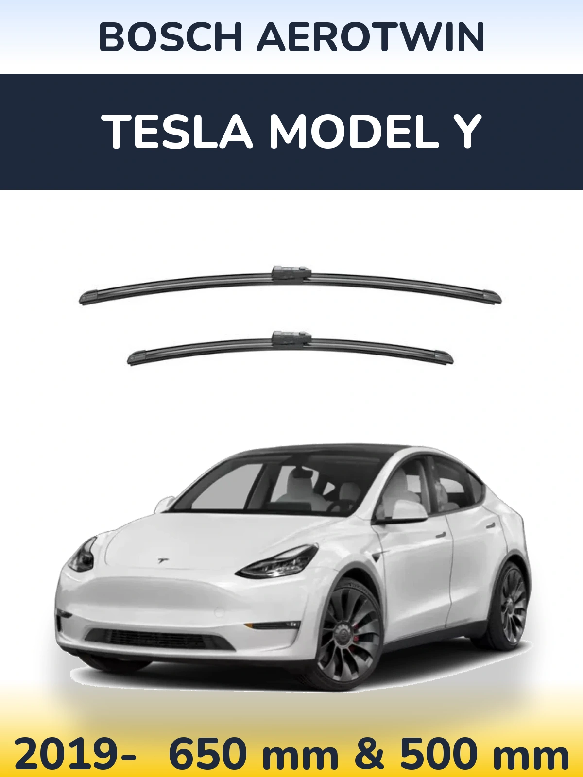Sada předních stěračů BOSCH AeroTwin 650 a 500 mm pro Tesla Model Y 2019-2026