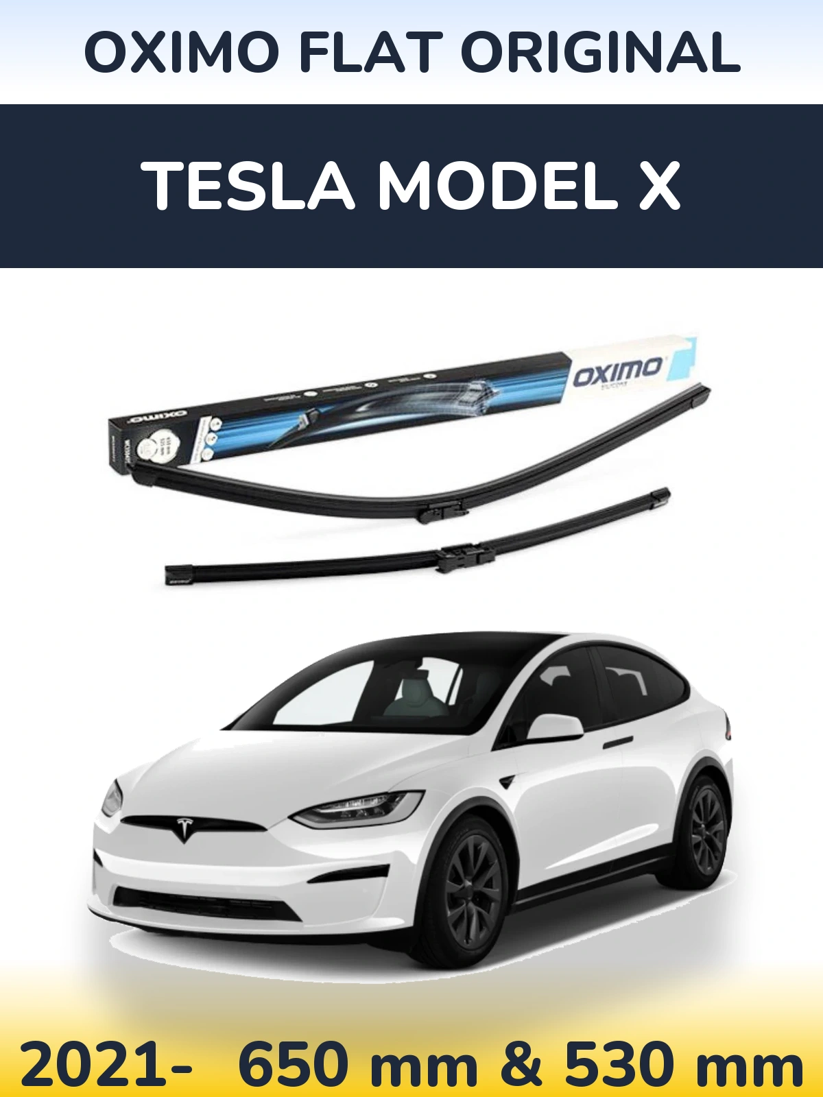Комплект передніх щіток Oximo Flat Original 650 & 530 мм для Tesla Модель X 2021-2026