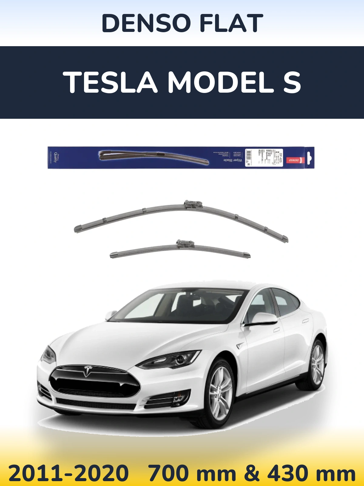 Sada předních stěračů Denso Flat 680 a 430 mm pro Tesla Model S 2011-2020