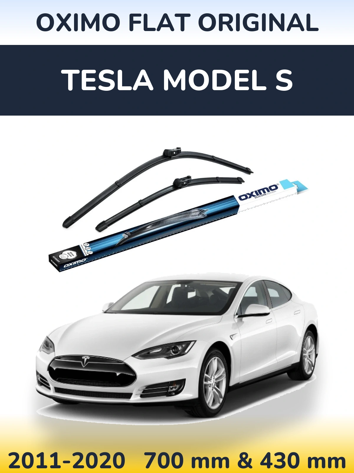 Sada předních stěračů Oximo Flat Original 700 a 430 mm pro Tesla Model S 2011-2020