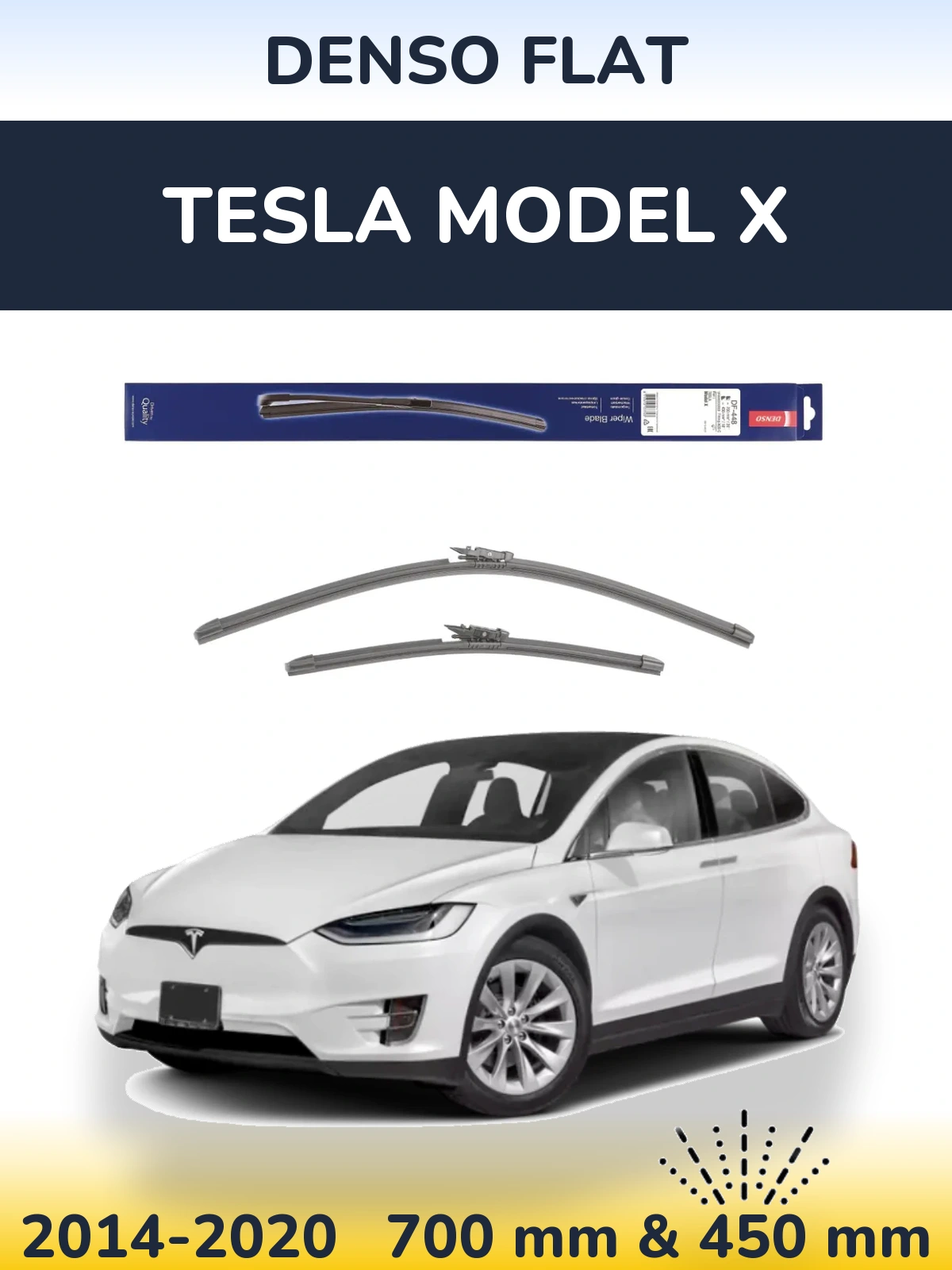 Sada předních stěračů Denso Flat 700 a 450 mm pro Tesla Model X 2014-2020