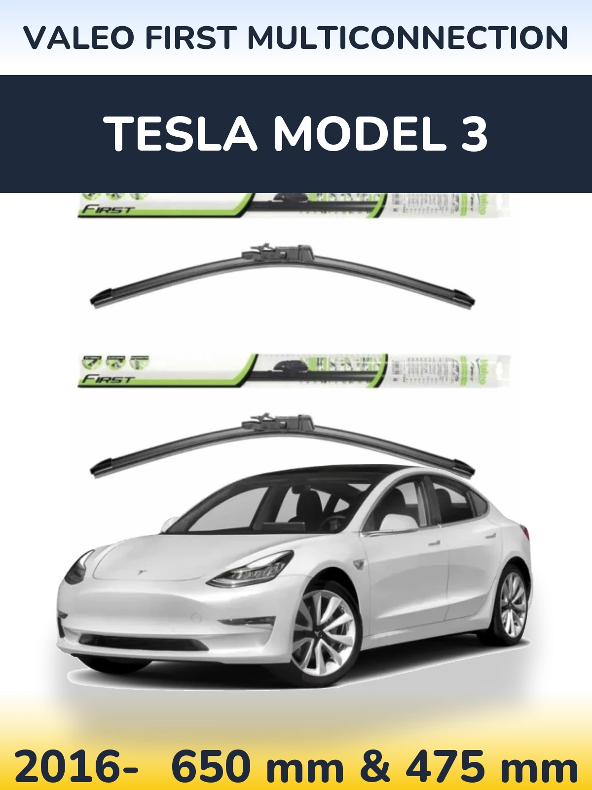 Комплект передніх щіток Valeo First MultiConnection 650 & 475 мм для Tesla Модель 3 2016-2026