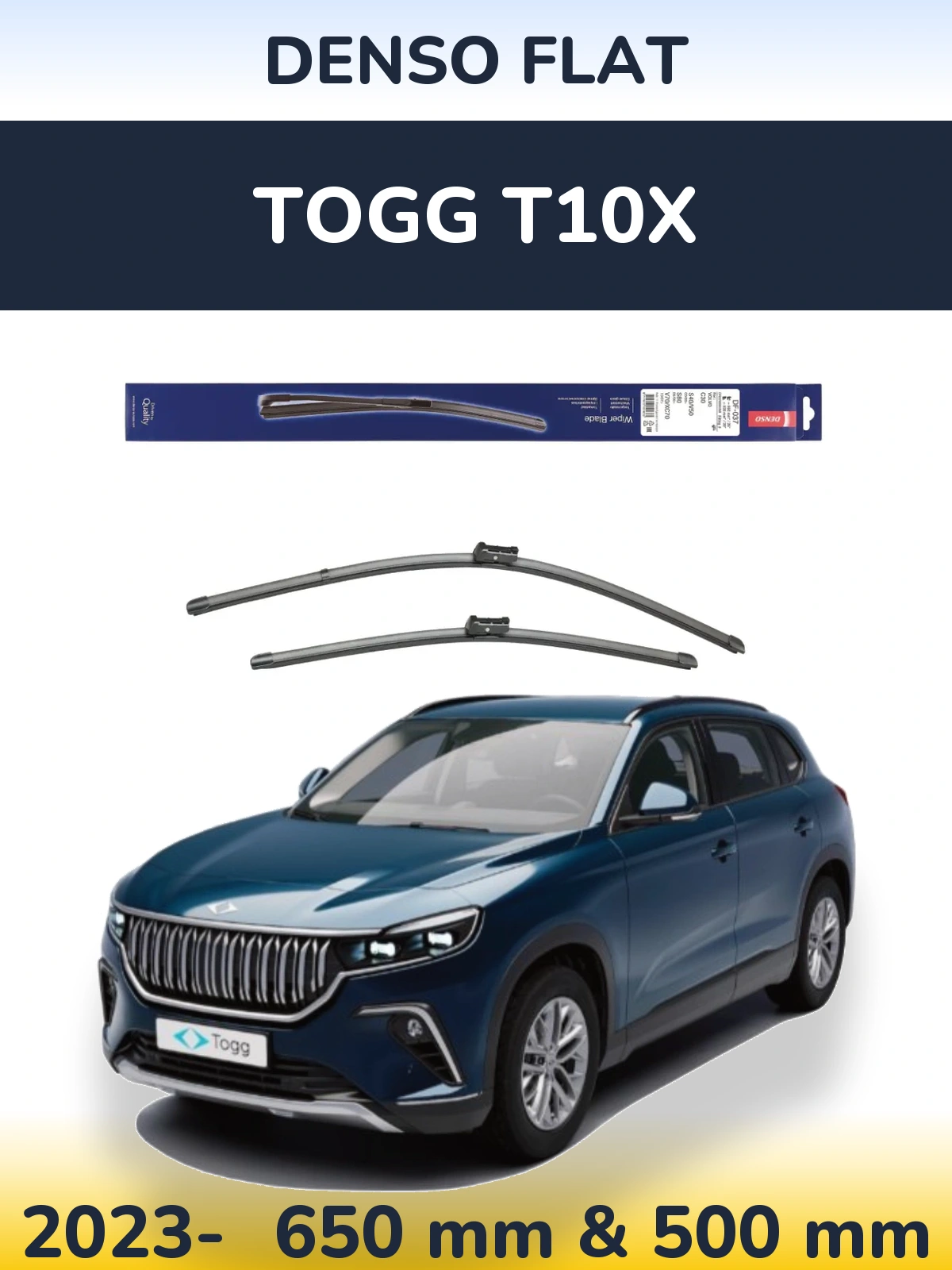 Sada předních stěračů Denso Flat 650 a 500 mm pro TOGG T10X 2023-2026