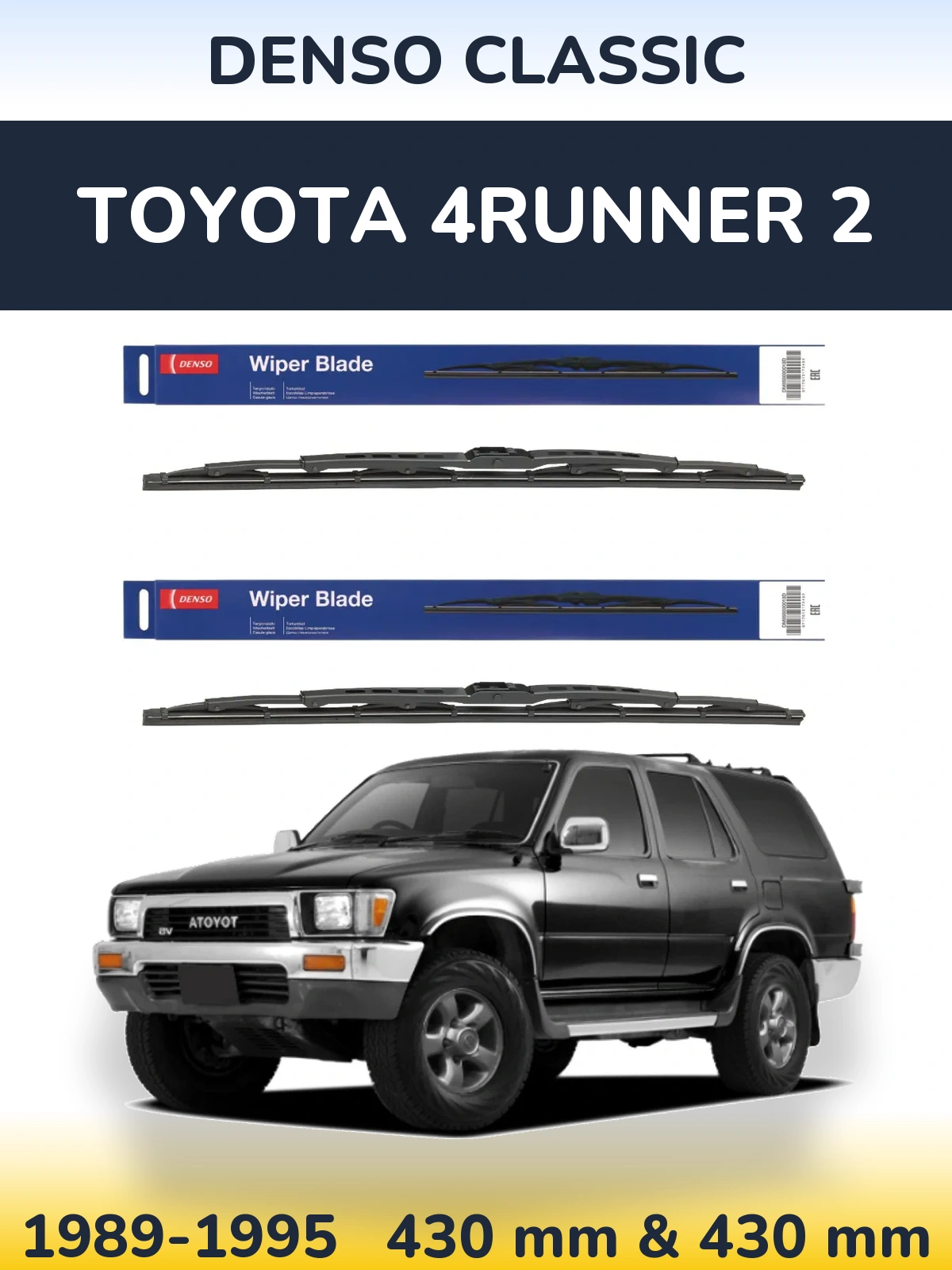 Sada předních stěračů Denso Classic 430 a 430 mm pro Toyota 4Runner 2 1989-1995