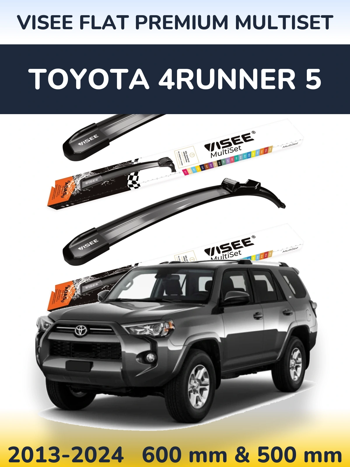 Sada předních stěračů VISEE FLAT PREMIUM MultiSet 600 a 500 mm pro Toyota 4Runner 5 2013-2024