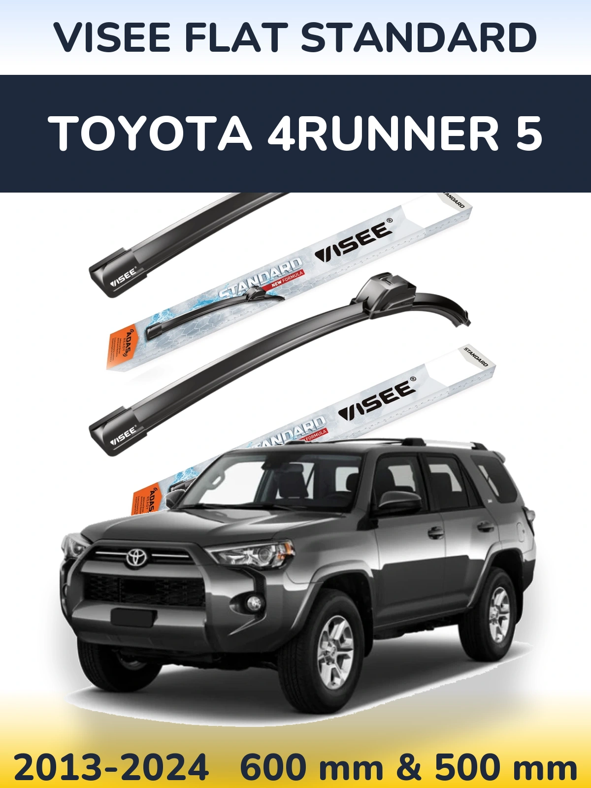 Sada předních stěračů VISEE FLAT STANDARD 600 a 500 mm pro Toyota 4Runner 5 2013-2024
