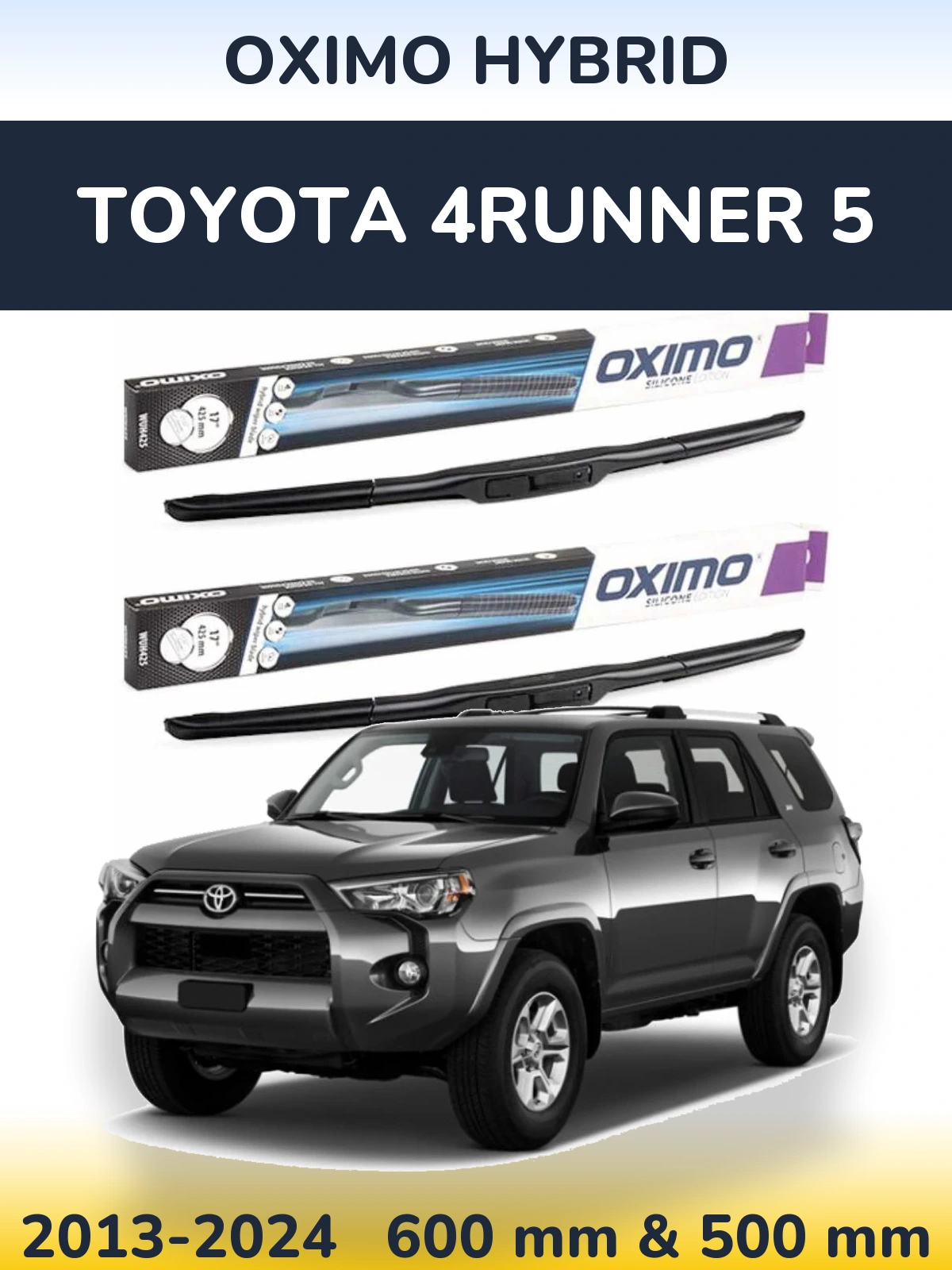 Sada předních stěračů Oximo Hybrid 600 a 500 mm pro Toyota 4Runner 5 2013-2024