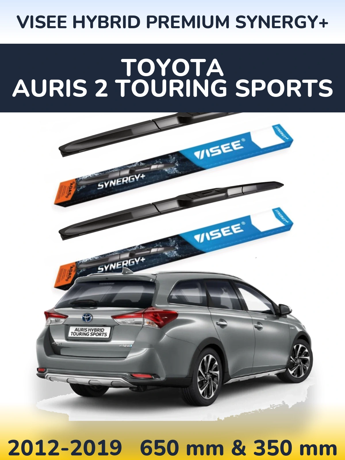Sada předních stěračů VISEE HYBRID PREMIUM SYNERGY+ 650 a 350 mm pro Toyota Auris 2 Touring Sports 2012-2019