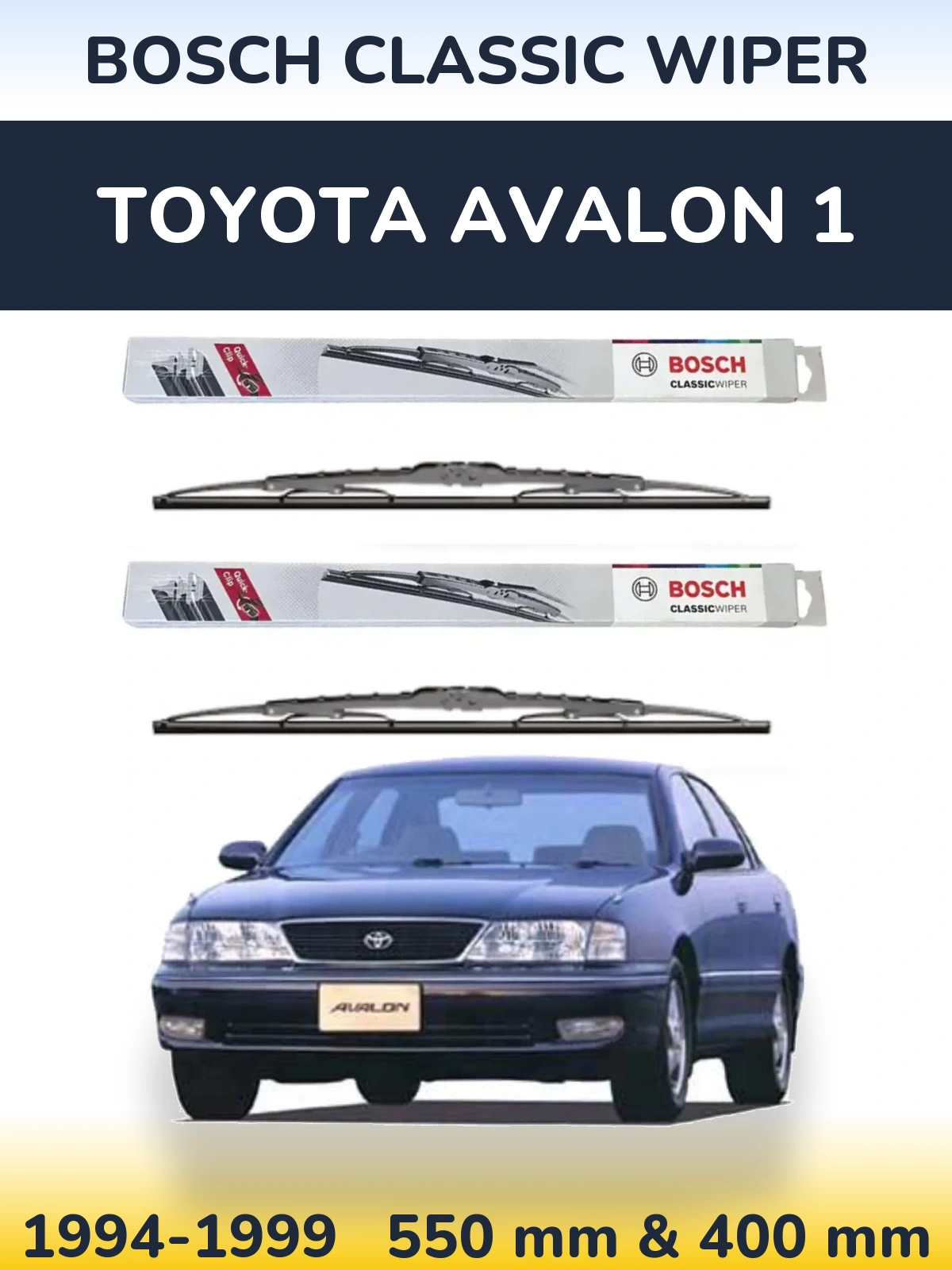 Sada předních stěračů BOSCH Classic Wiper 550 a 400 mm pro Toyota Avalon 1 1994-1999