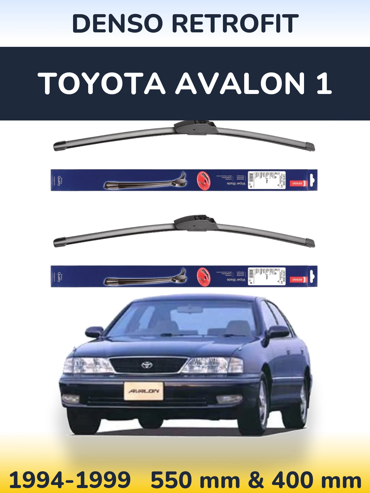 Sada předních stěračů Denso Retrofit 550 a 400 mm pro Toyota Avalon 1 1994-1999