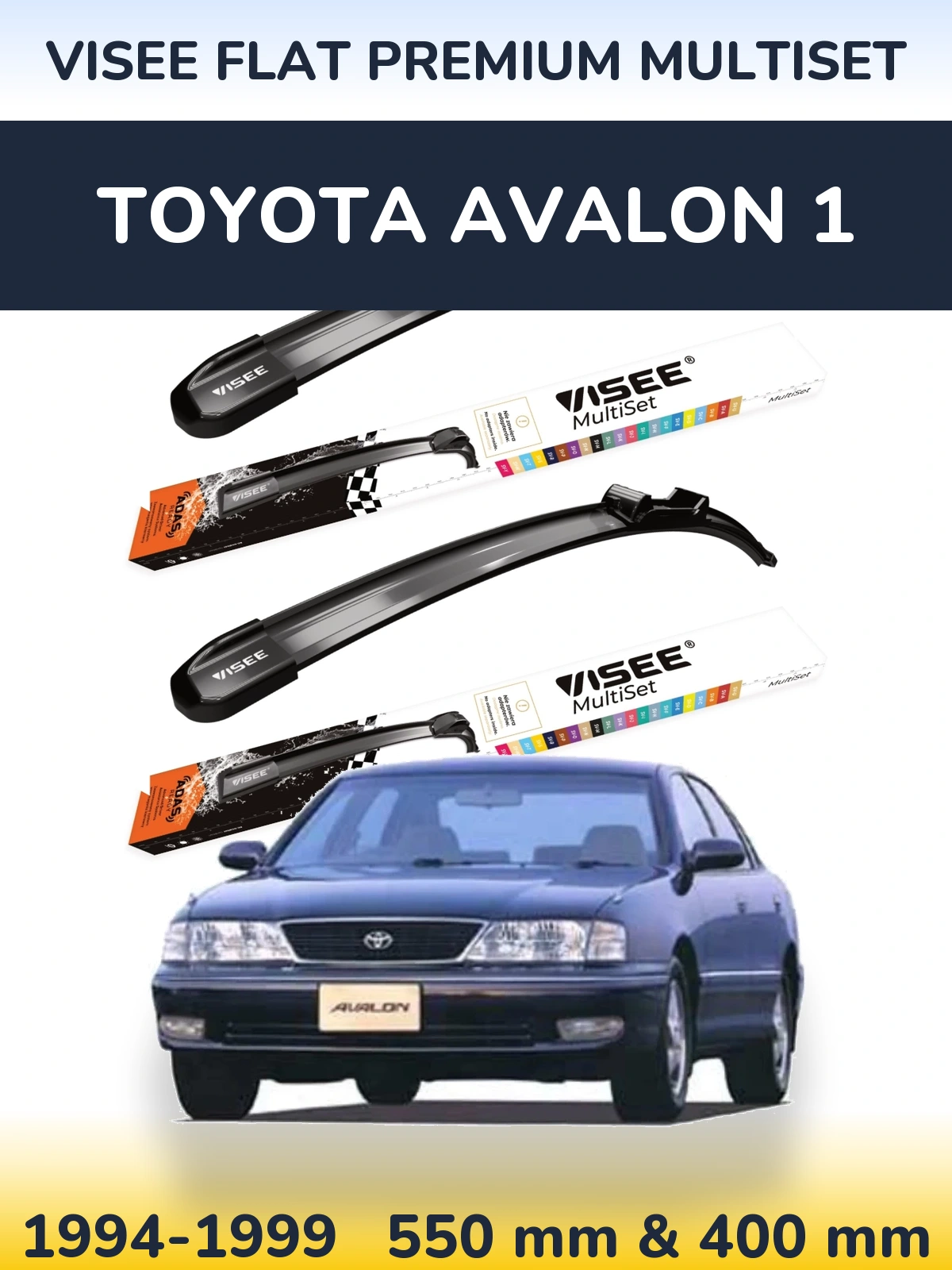 Sada předních stěračů VISEE FLAT PREMIUM MultiSet 550 a 400 mm pro Toyota Avalon 1 1994-1999