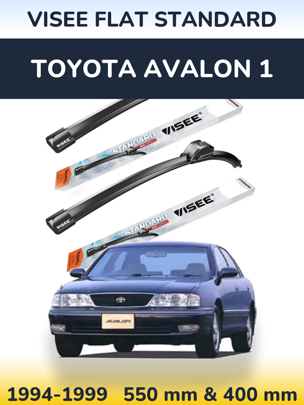 Sada předních stěračů VISEE FLAT STANDARD 550 a 400 mm pro Toyota Avalon 1 1994-1999