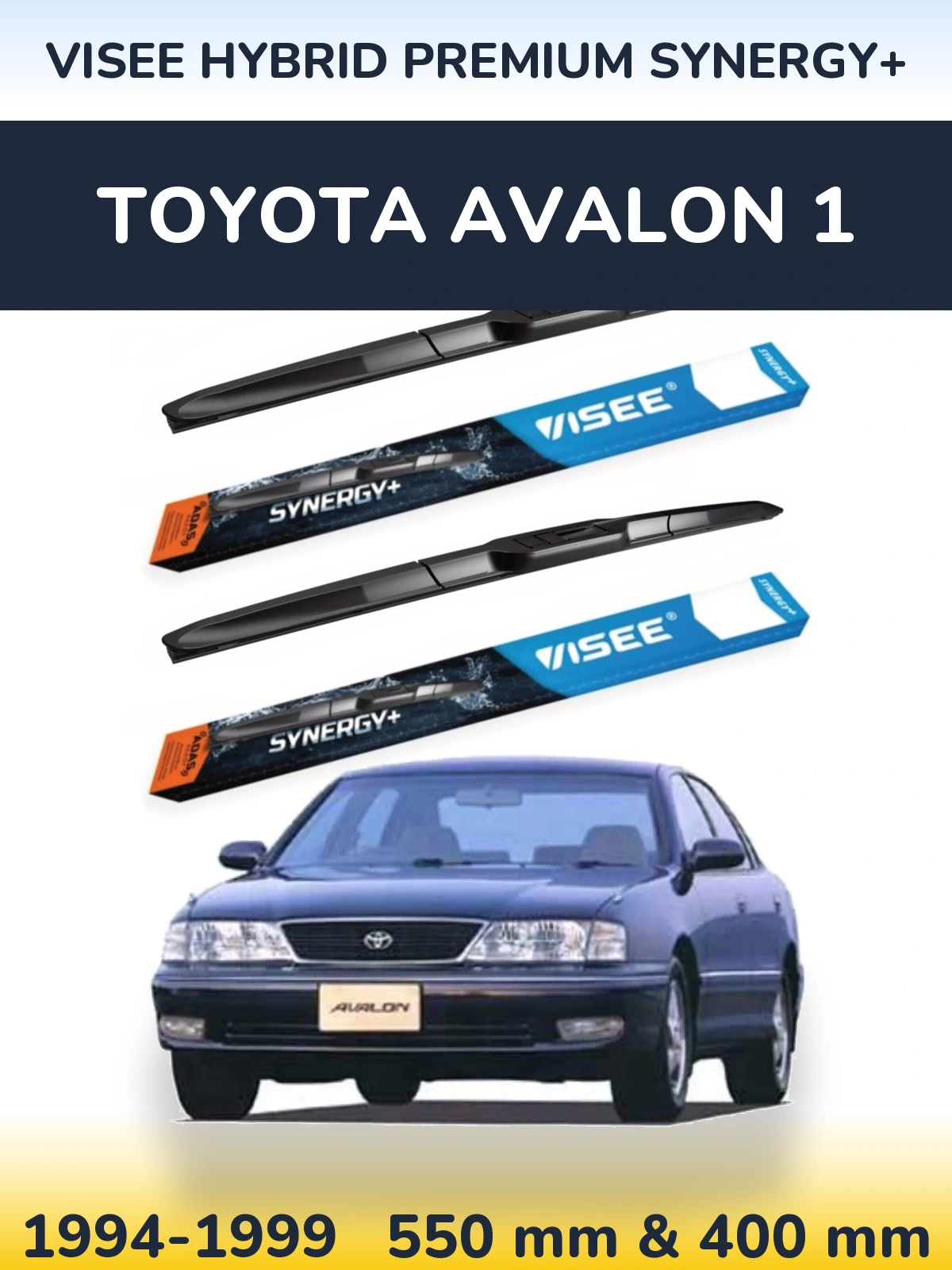 Sada předních stěračů VISEE HYBRID PREMIUM SYNERGY+ 550 a 400 mm pro Toyota Avalon 1 1994-1999
