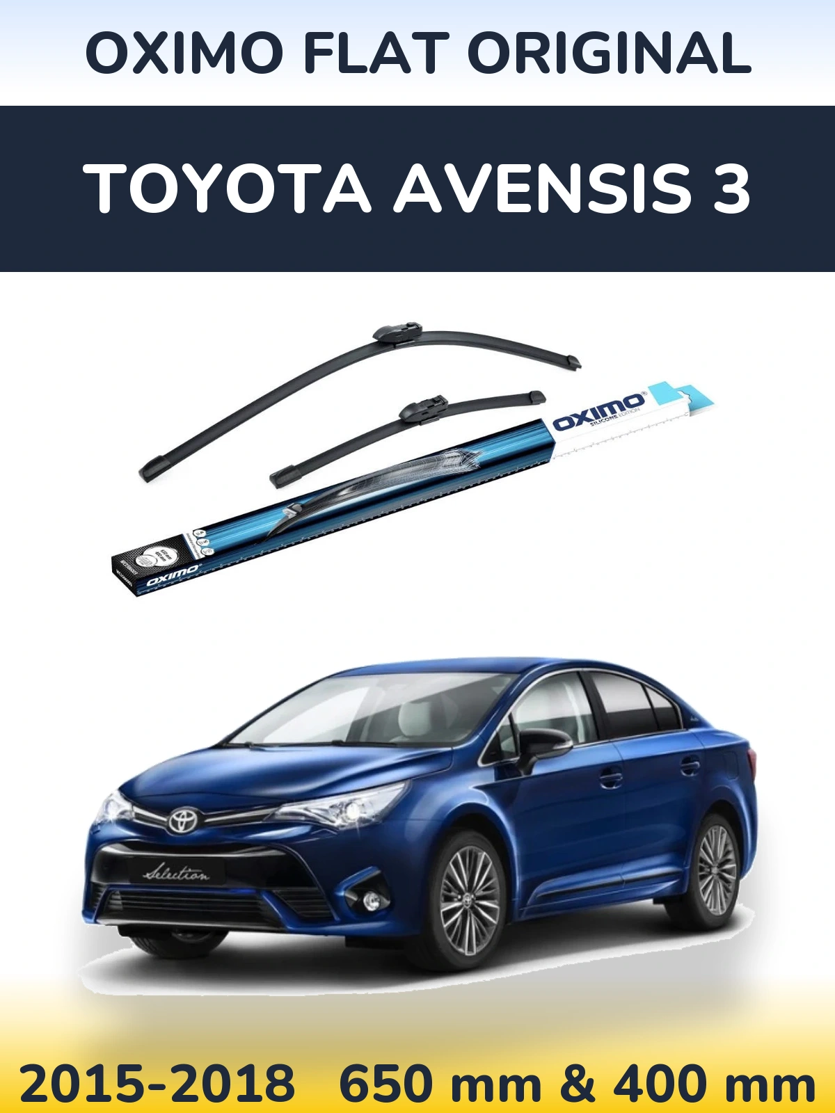Sada předních stěračů Oximo Flat Original 650 a 400 mm pro Toyota Avensis 3 2015-2018