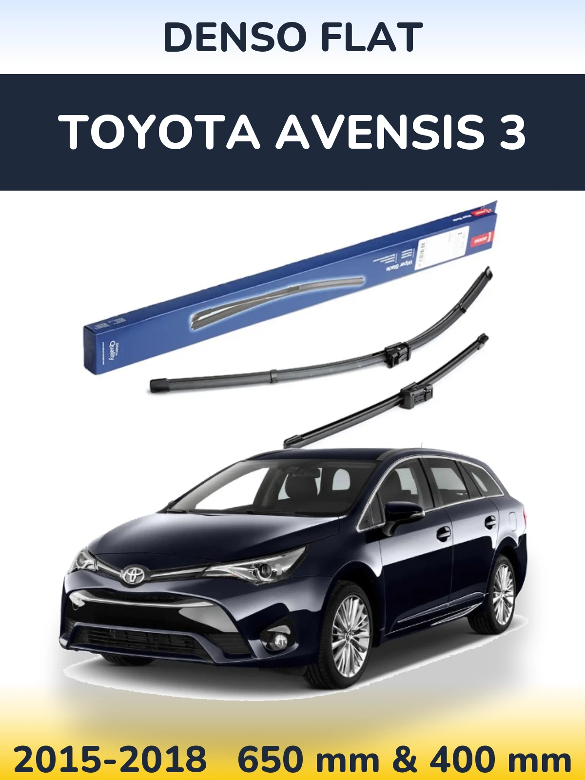Sada předních stěračů Denso Flat 650 a 400 mm pro Toyota Avensis 3 2015-2018