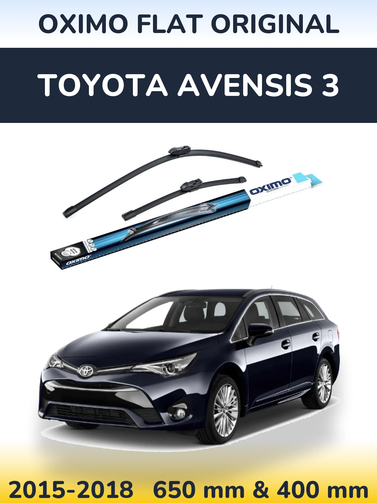 Sada předních stěračů Oximo Flat Original 650 a 400 mm pro Toyota Avensis 3 2015-2018