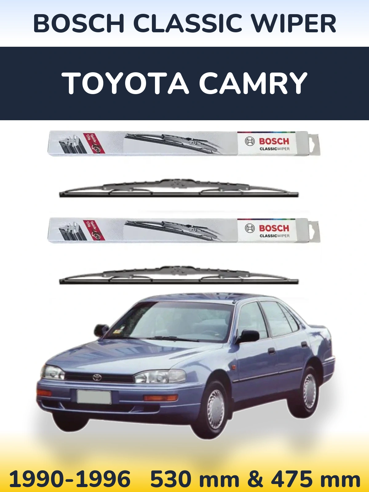Sada předních stěračů BOSCH Classic Wiper 530 a 475 mm pro Toyota Camry 1990-1996