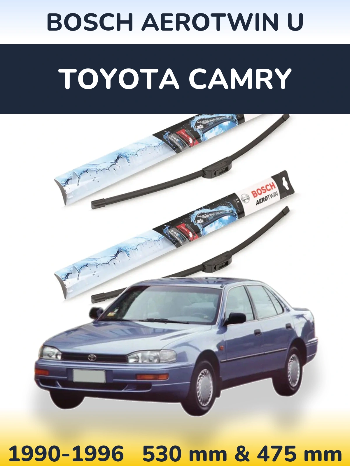 Sada předních stěračů BOSCH AeroTwin U 530 a 475 mm pro Toyota Camry 1990-1996