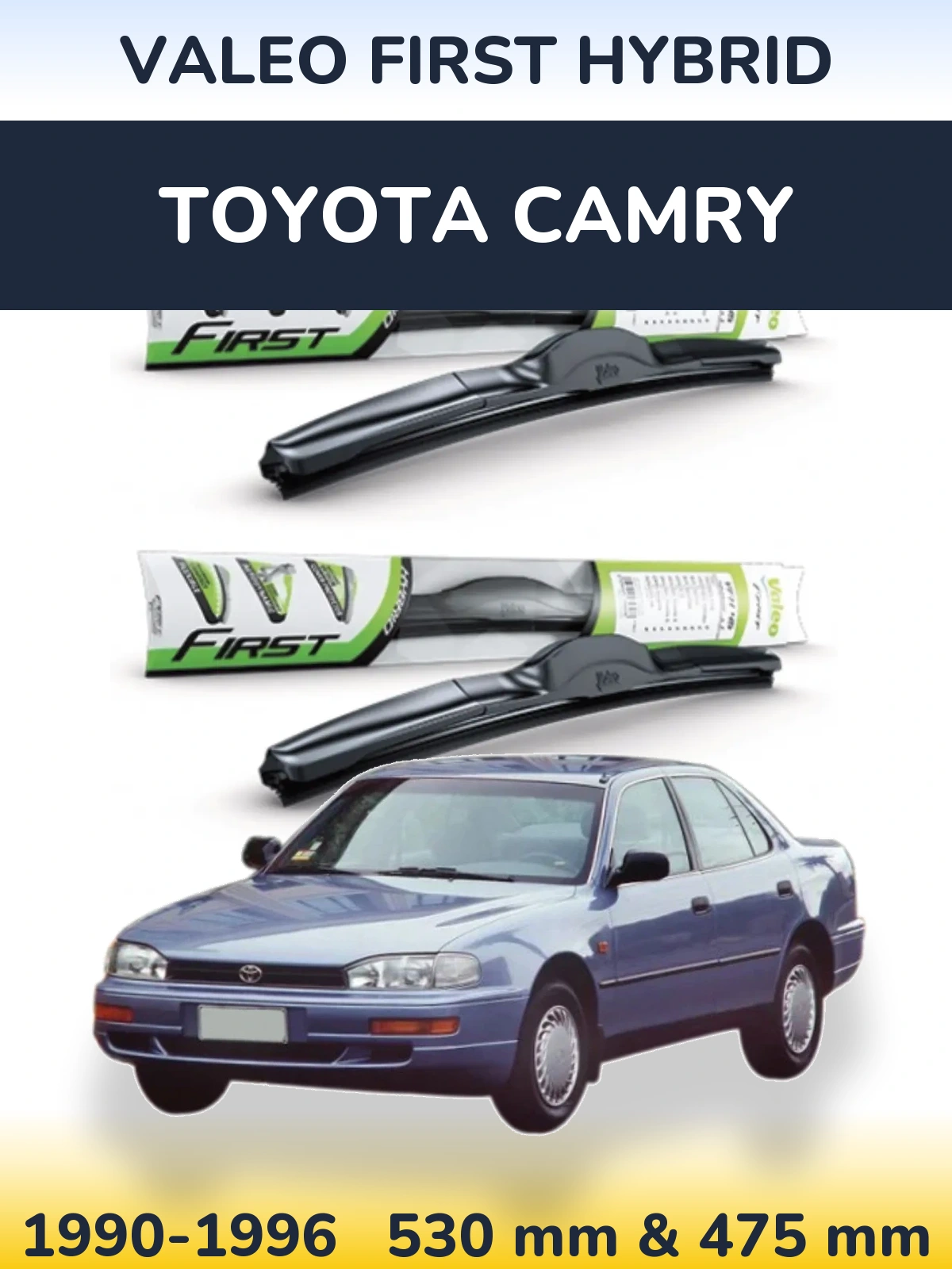 Sada předních stěračů Valeo First Hybrid 530 a 475 mm pro Toyota Camry 1990-1996