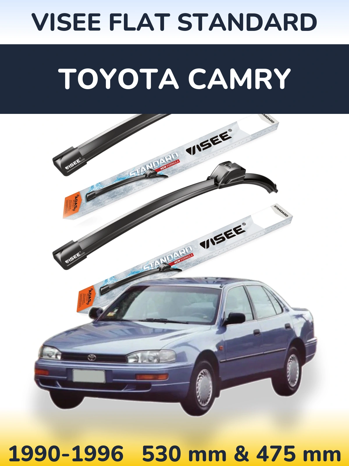 Sada předních stěračů VISEE FLAT STANDARD 530 a 475 mm pro Toyota Camry 1990-1996