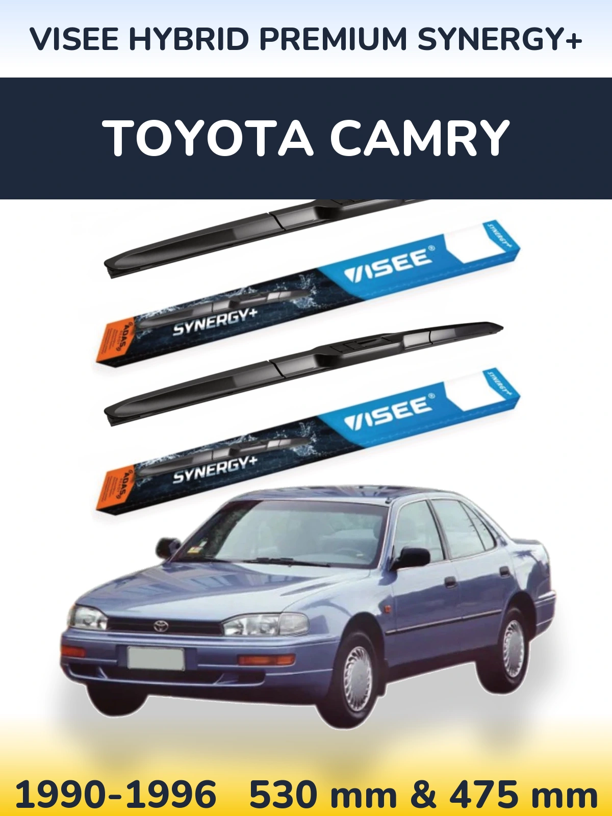 Sada předních stěračů VISEE HYBRID PREMIUM SYNERGY+ 530 a 475 mm pro Toyota Camry 1990-1996