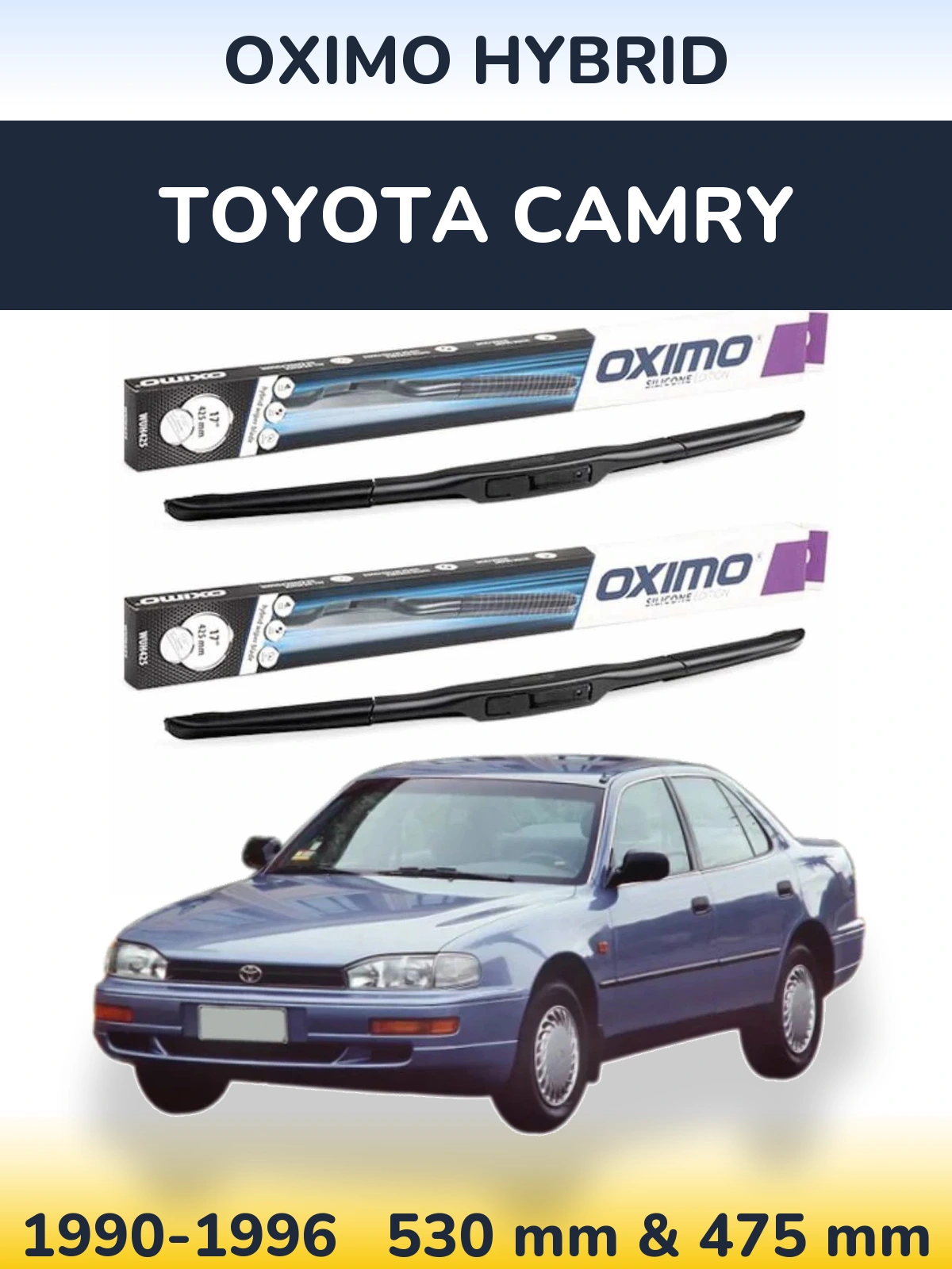 Sada předních stěračů Oximo Hybrid 530 a 475 mm pro Toyota Camry 1990-1996