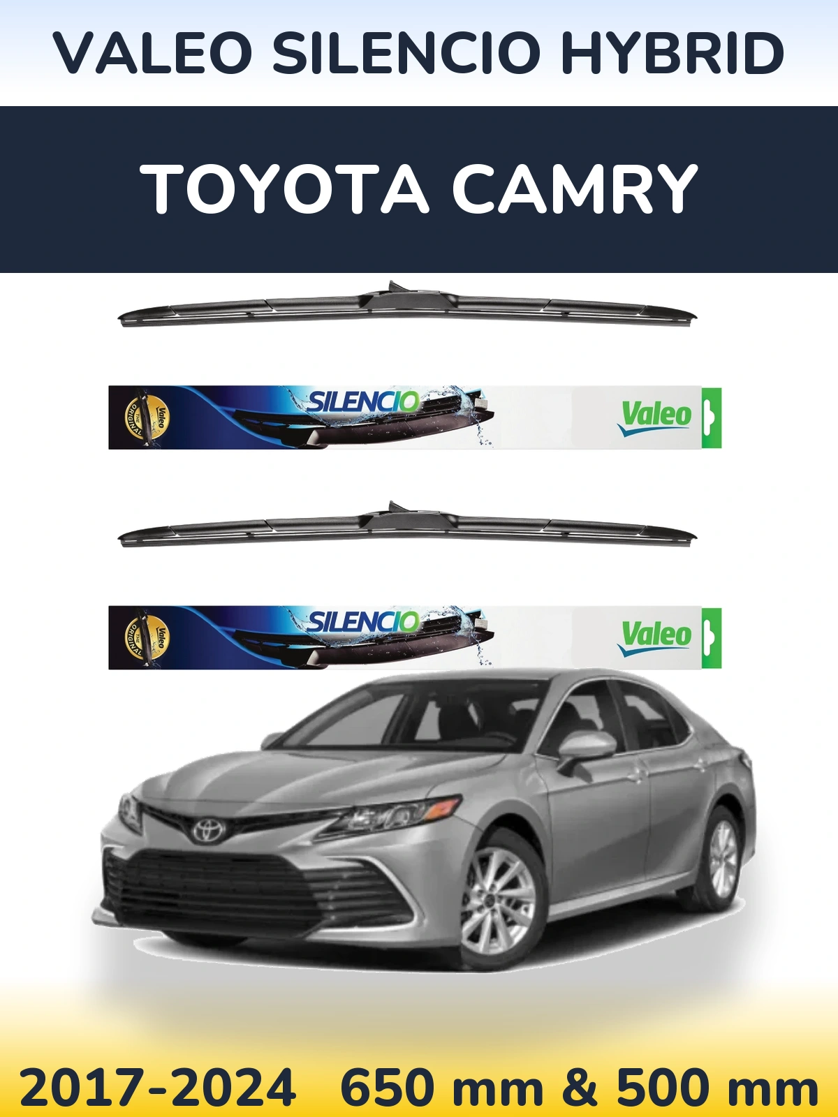 Комплект передніх щіток Valeo Silencio Hybrid 650 & 500 мм для Toyota Camry 2017-2024