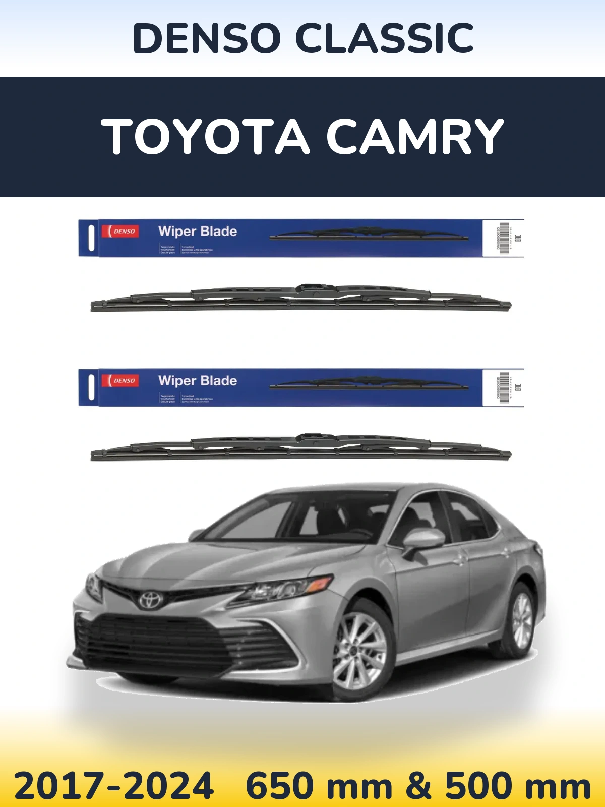 Sada předních stěračů Denso Classic 650 a 500 mm pro Toyota Camry 2017-2024