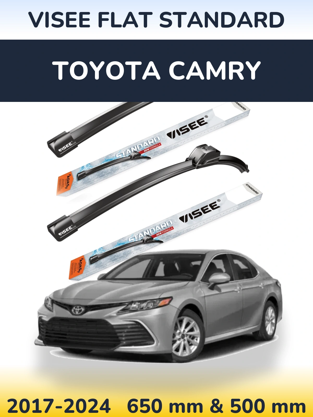Sada předních stěračů VISEE FLAT STANDARD 650 a 500 mm pro Toyota Camry 2017-2024