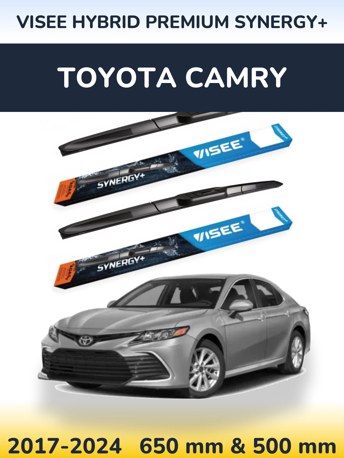 Sada předních stěračů VISEE HYBRID PREMIUM SYNERGY+ 650 a 500 mm pro Toyota Camry 2017-2024