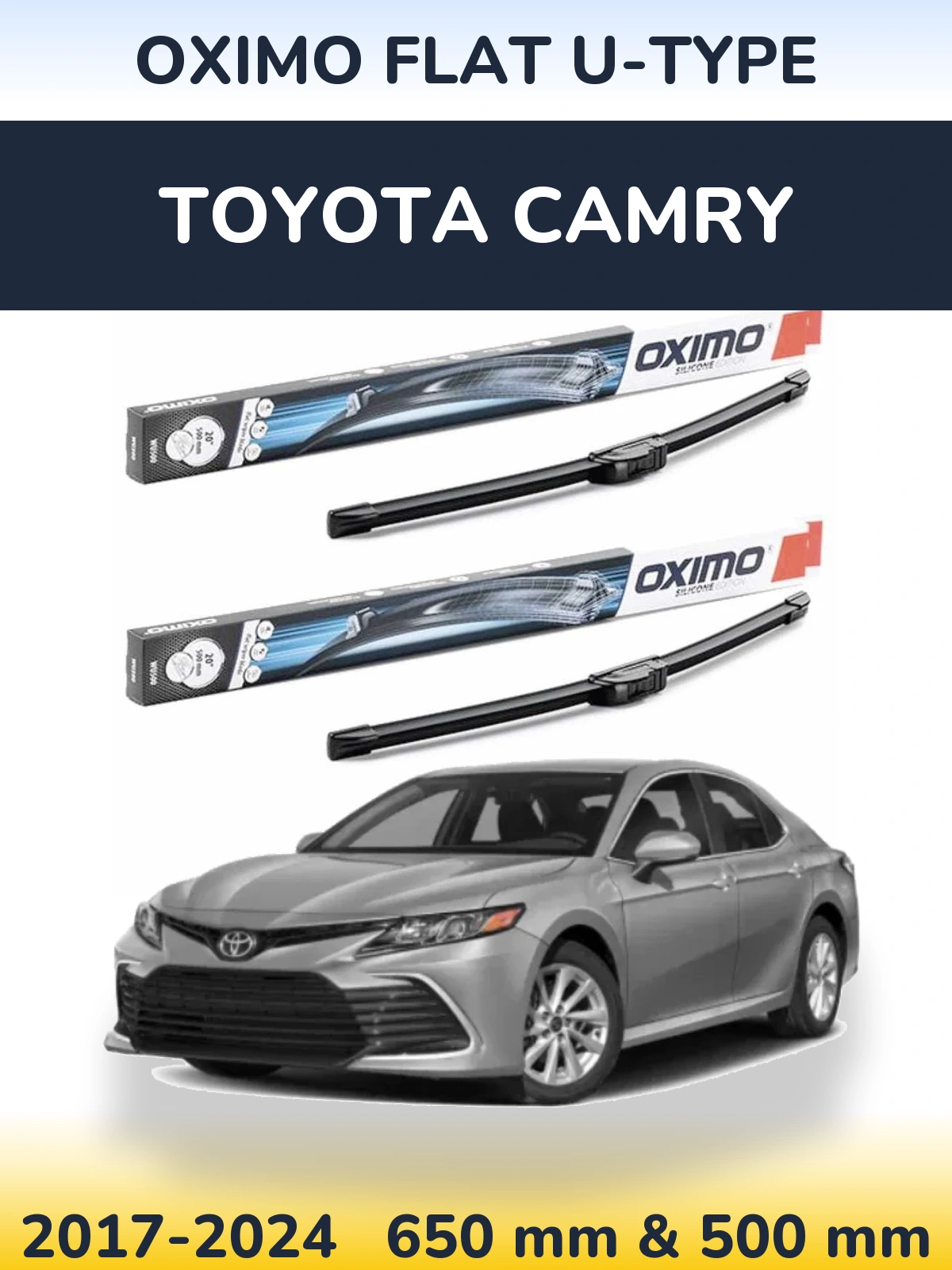Комплект передніх щіток Oximo Flat U-type 650 & 500 мм для Toyota Camry 2017-2024