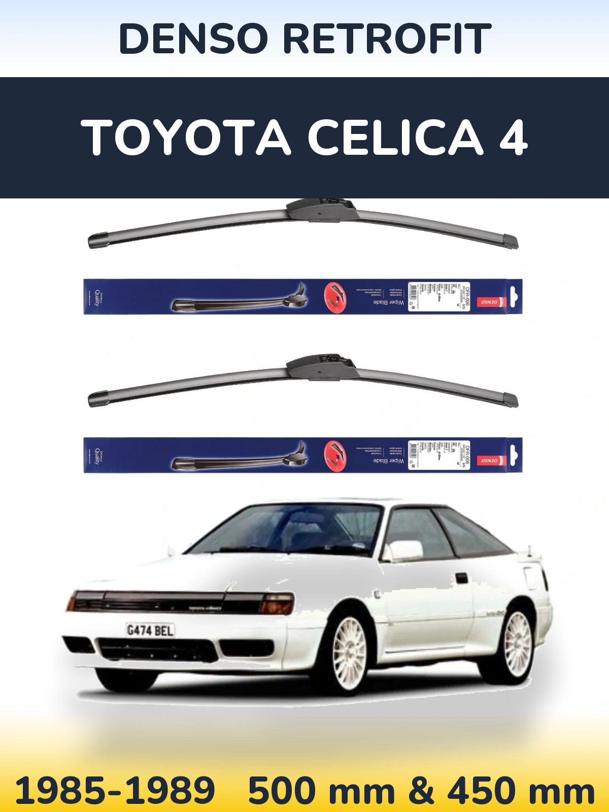 Комплект передніх щіток Denso Retrofit 500 & 450 мм для Toyota Celica 4 1985-1989