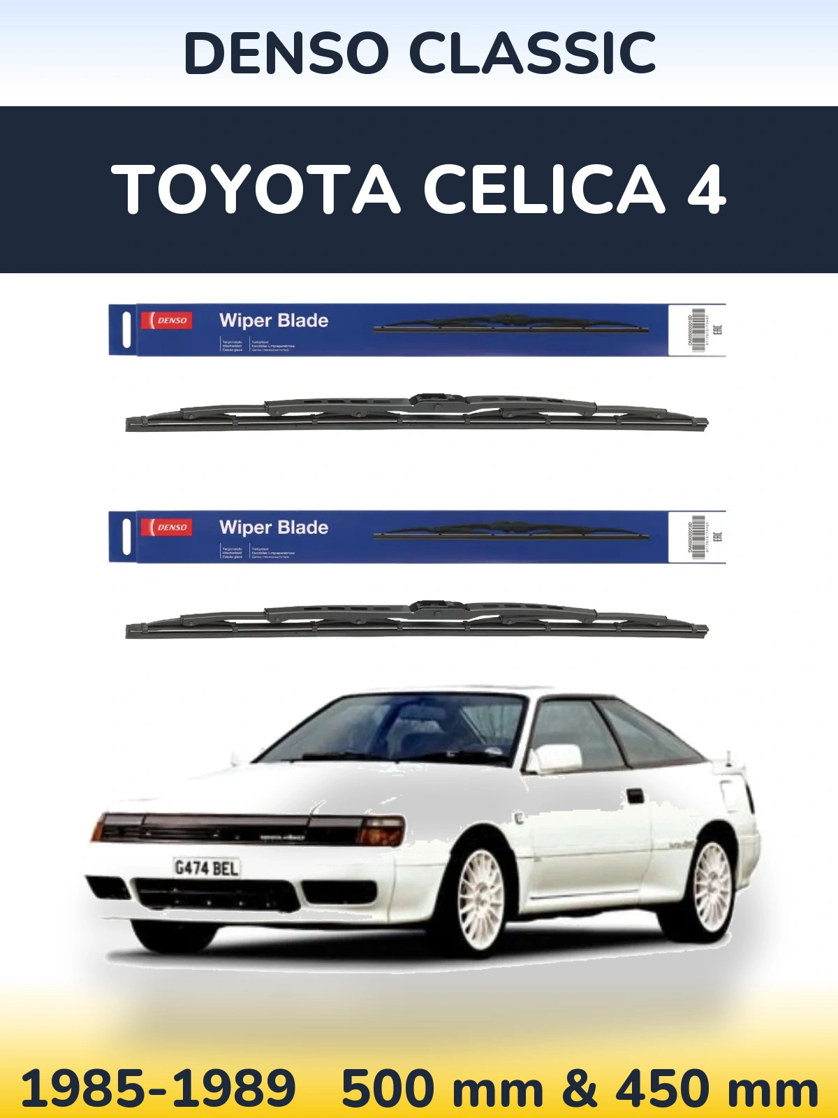Sada předních stěračů Denso Classic 500 a 450 mm pro Toyota Celica 4 1985-1989
