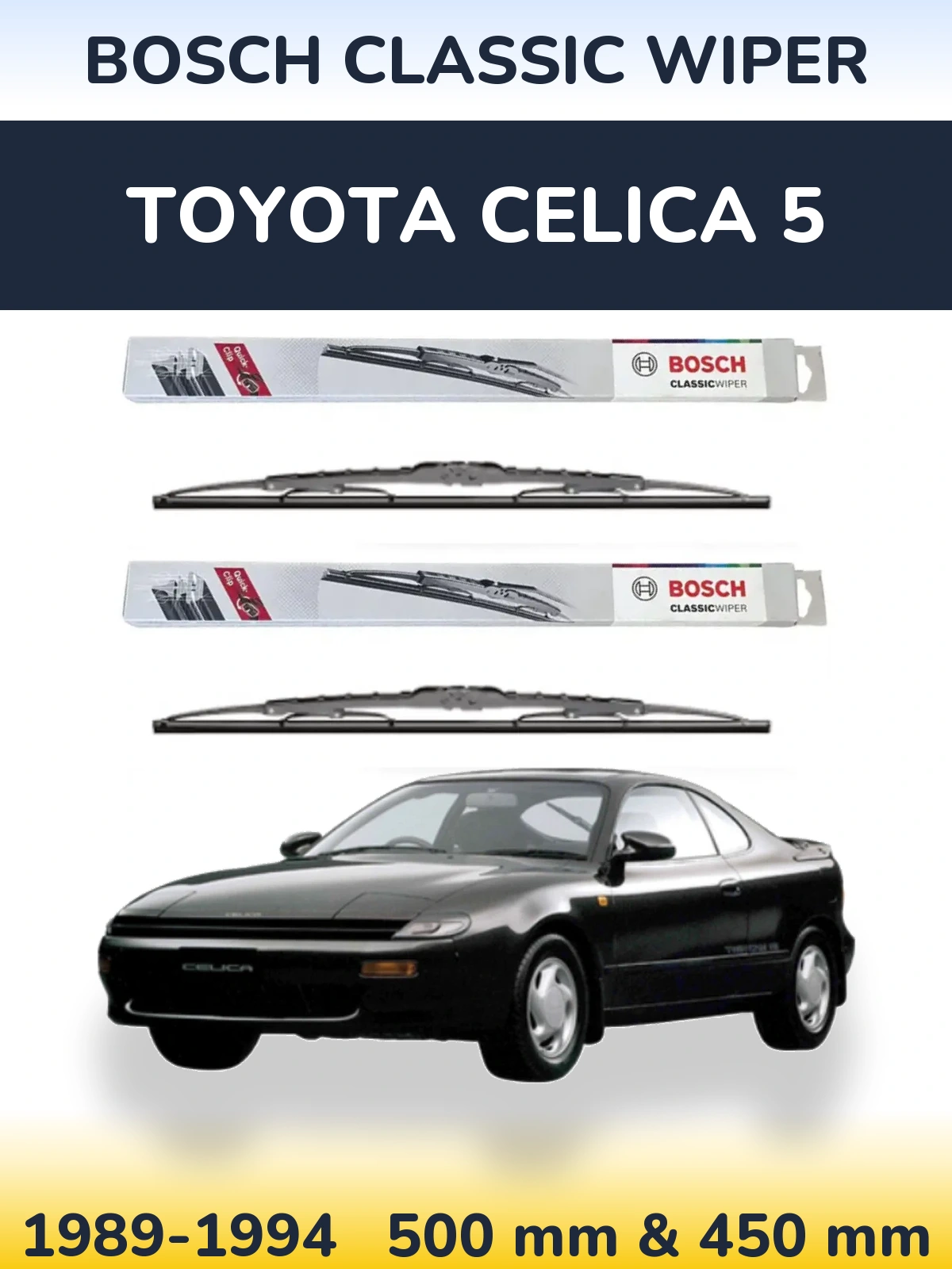 Sada předních stěračů BOSCH Classic Wiper 500 a 450 mm pro Toyota Celica 5 1989-1994