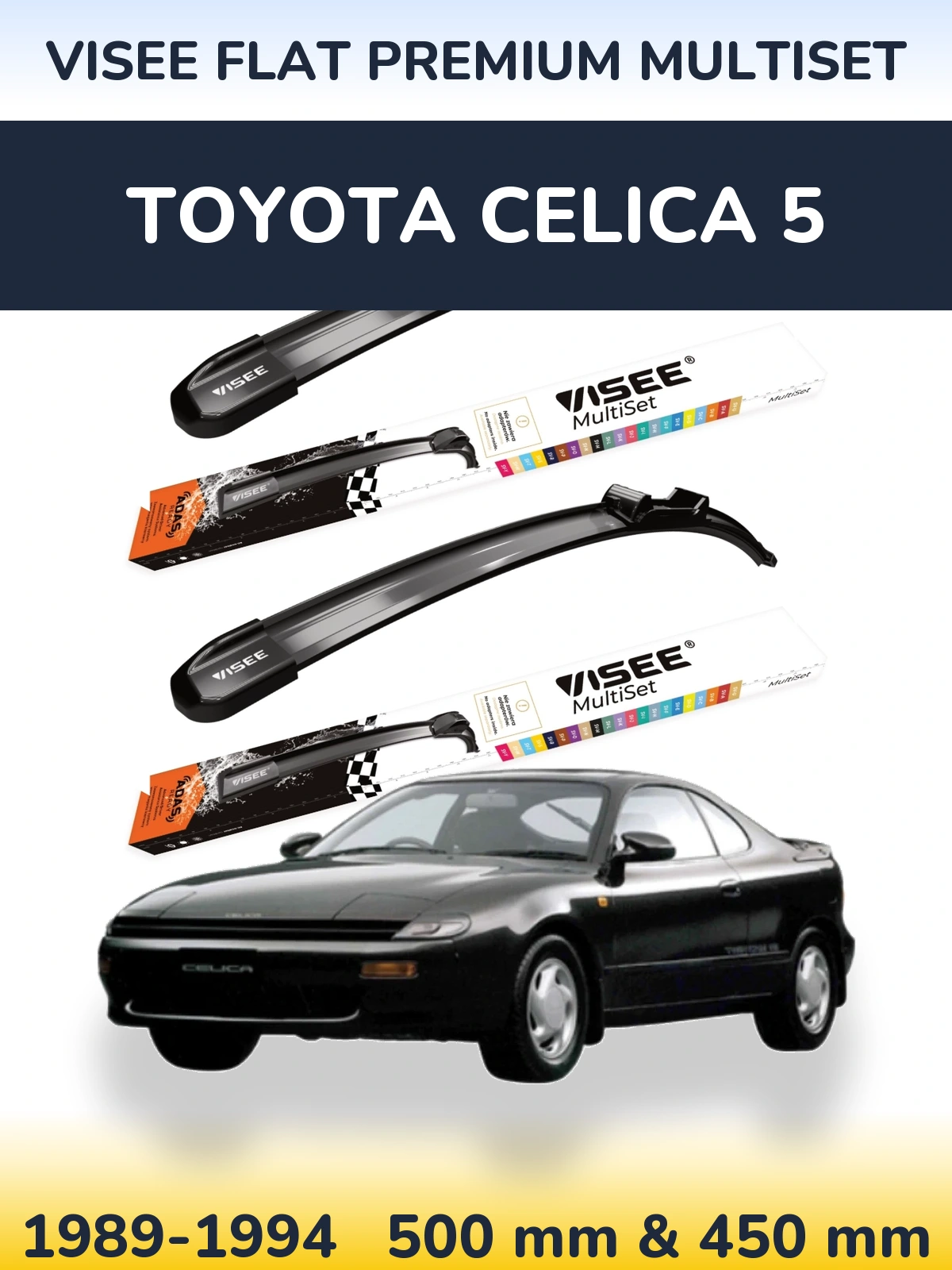 Sada předních stěračů VISEE FLAT PREMIUM MultiSet 500 a 450 mm pro Toyota Celica 5 1989-1994