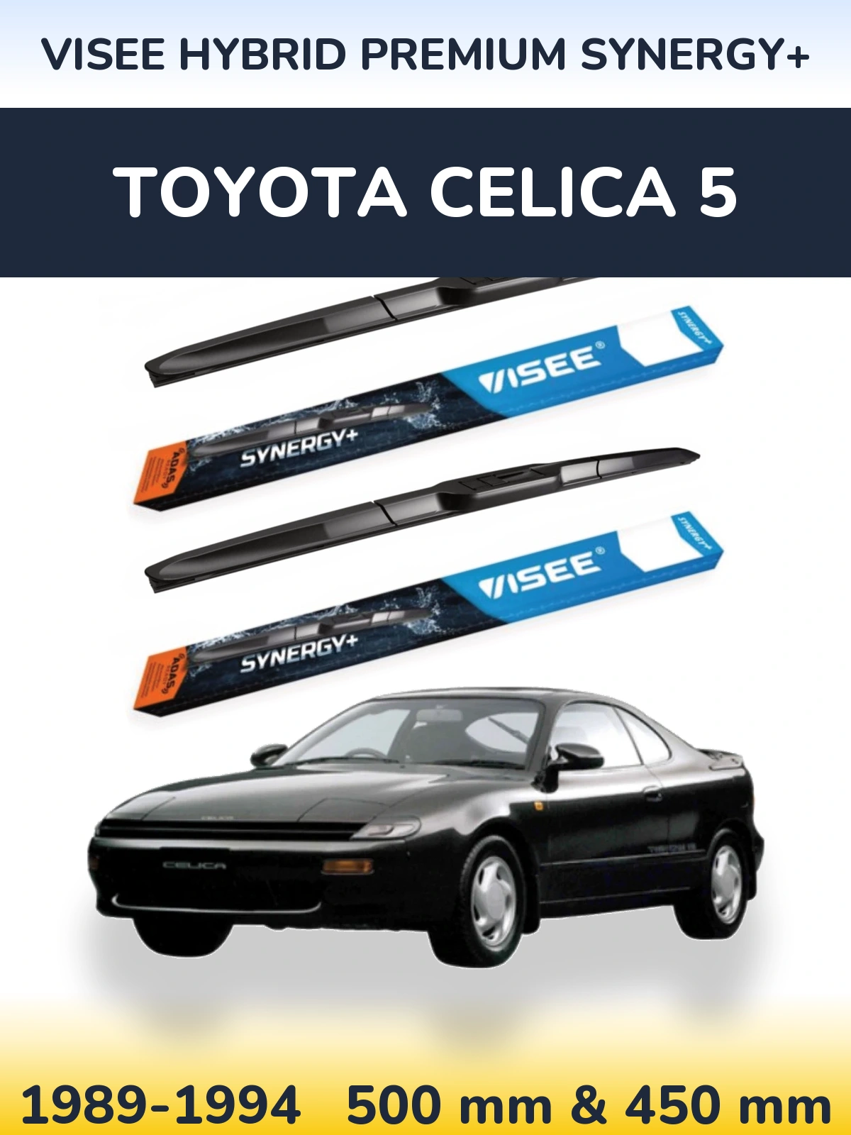 Sada předních stěračů VISEE HYBRID PREMIUM SYNERGY+ 500 a 450 mm pro Toyota Celica 5 1989-1994