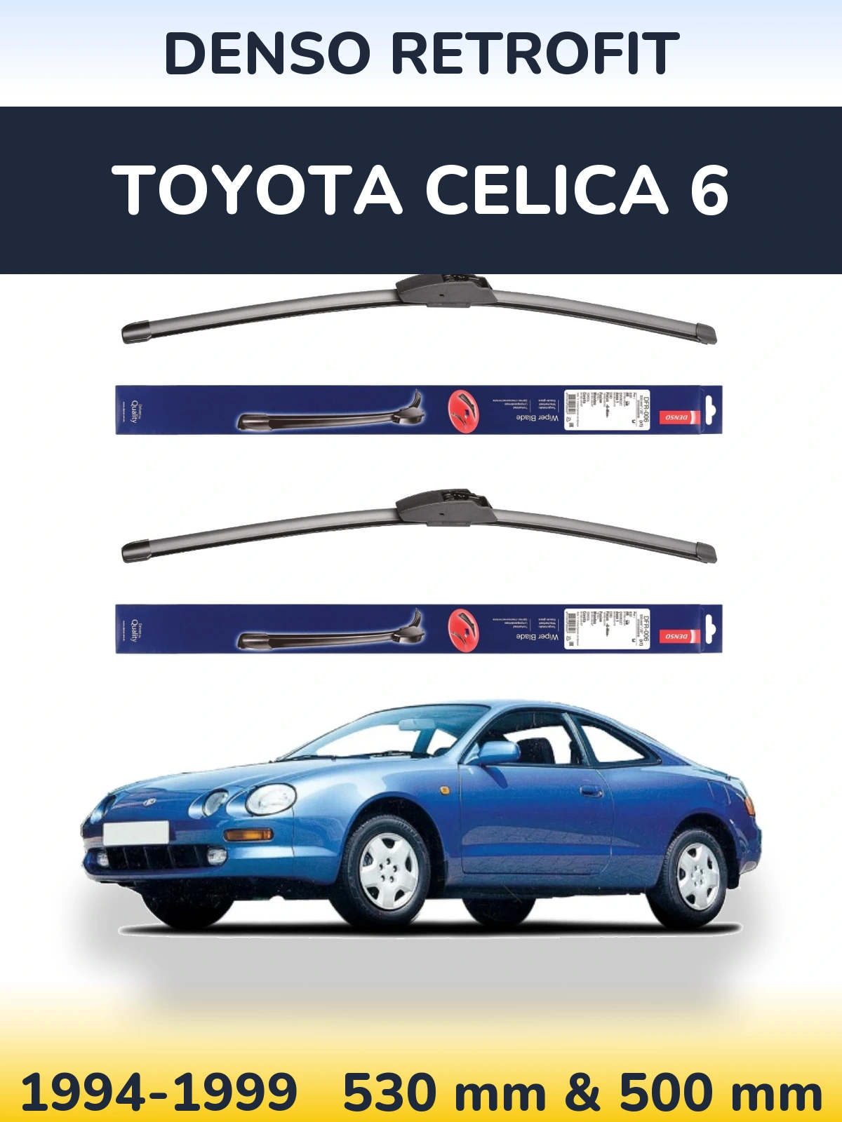 Sada předních stěračů Denso Retrofit 530 a 500 mm pro Toyota Celica 6 1994-1999